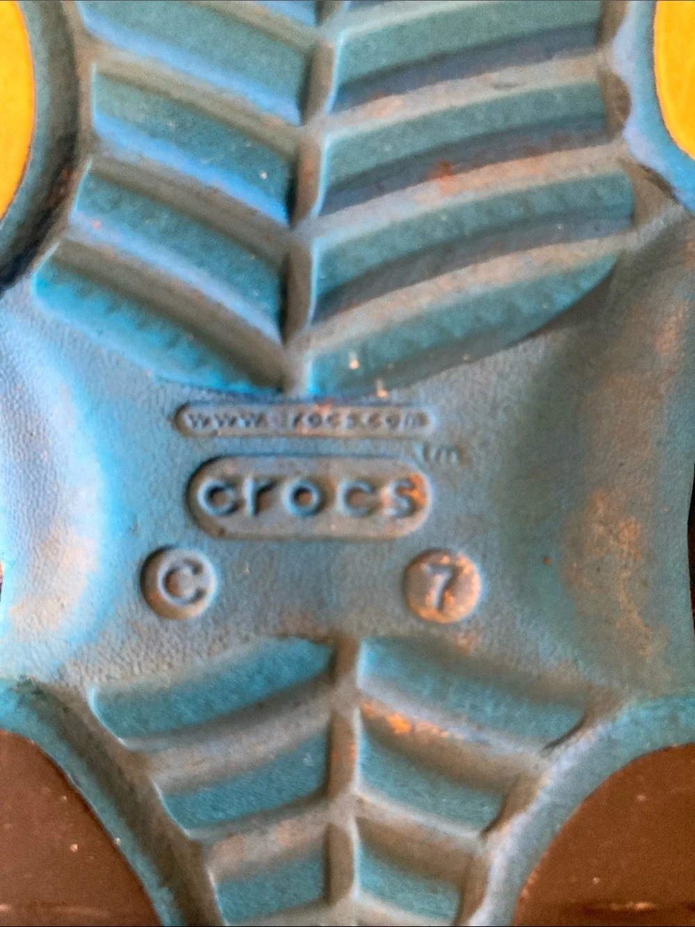 Boys Crocs blue yellow sandals size 7